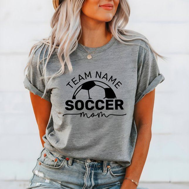 Personalisierte Schwarz-Grau-Fußball-Mama Tri-Blend Shirt (Von Creator hochgeladen)