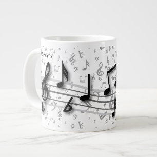 Personalisierte schwarz-graue Noten Jumbo-Tasse