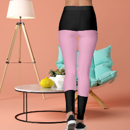 Personalisierte schwarz hellrosa Streifen Katzenrü Leggings