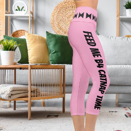 Personalisierte schwarz hellrosa Streifen Stilvoll Capri Leggings