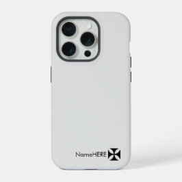 Personalisierte Schwarz-Kreuz-Patteart, leicht gra iPhone 15 Pro Hülle