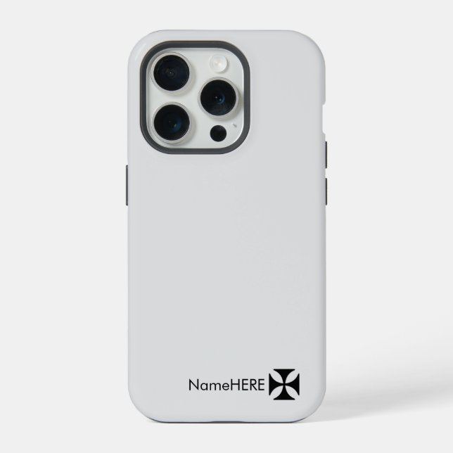 Personalisierte Schwarz-Kreuz-Patteart, leicht gra iPhone Hülle (Rückseite)