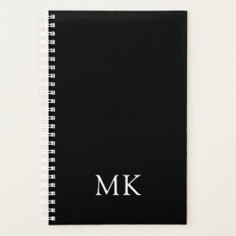 Personalisierte Schwarz-Moderne Monogramm-Initiale Planer