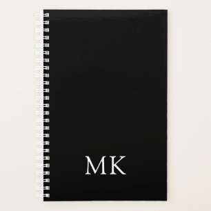 Personalisierte Schwarz-Moderne Monogramm-Initiale Planer