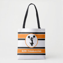 Personalisierte Schwarz-Orange-Cheerleader-Tasche