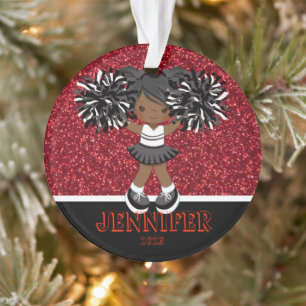 Personalisierte Schwarz-Rot-Cheerleader-Ornament Ornament