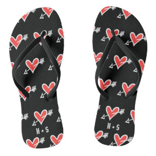 Personalisierte Schwarz/Rot-Liebe Flip Flops