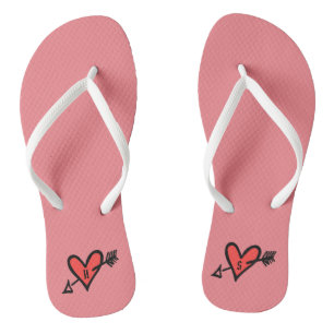 Personalisierte Schwarz/Rot-Liebe Flip Flops