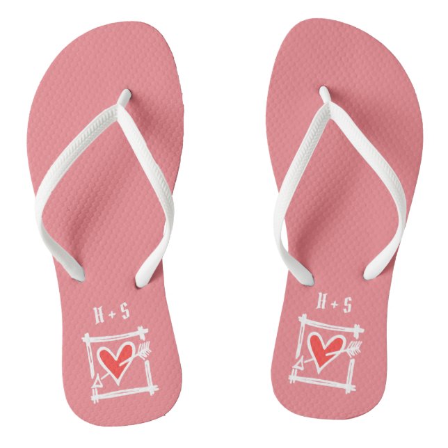 Personalisierte Schwarz/Rot-Liebe Flip Flops (Fußbett)