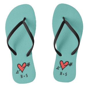 Personalisierte Schwarz/Rot-Liebe Flip Flops