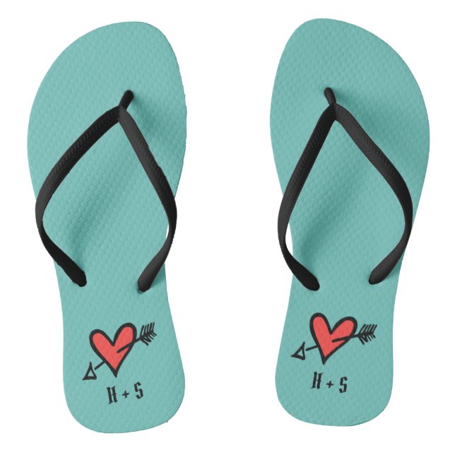 Personalisierte Schwarz/Rot-Liebe Flip Flops (Fußbett)