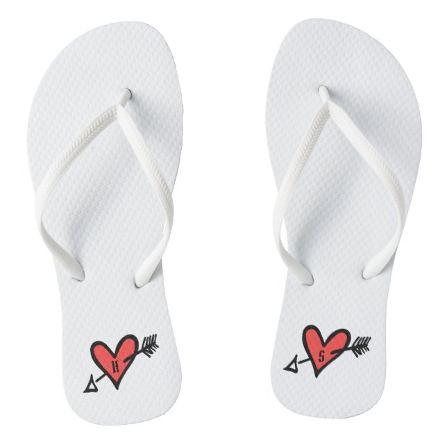 Personalisierte Schwarz/Rot-Liebe Flip Flops (Fußbett)