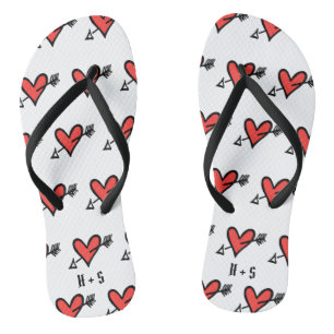Personalisierte Schwarz/Rot-Liebe Flip Flops