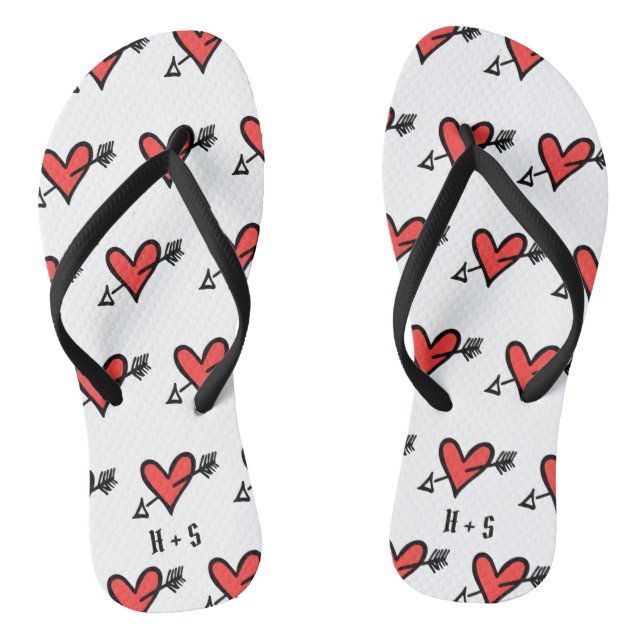 Personalisierte Schwarz/Rot-Liebe Flip Flops (Fußbett)