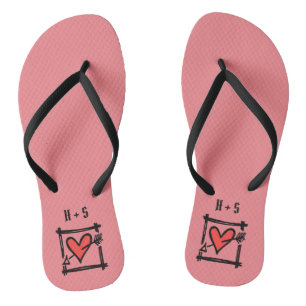 Personalisierte Schwarz/Rot-Liebe Flip Flops
