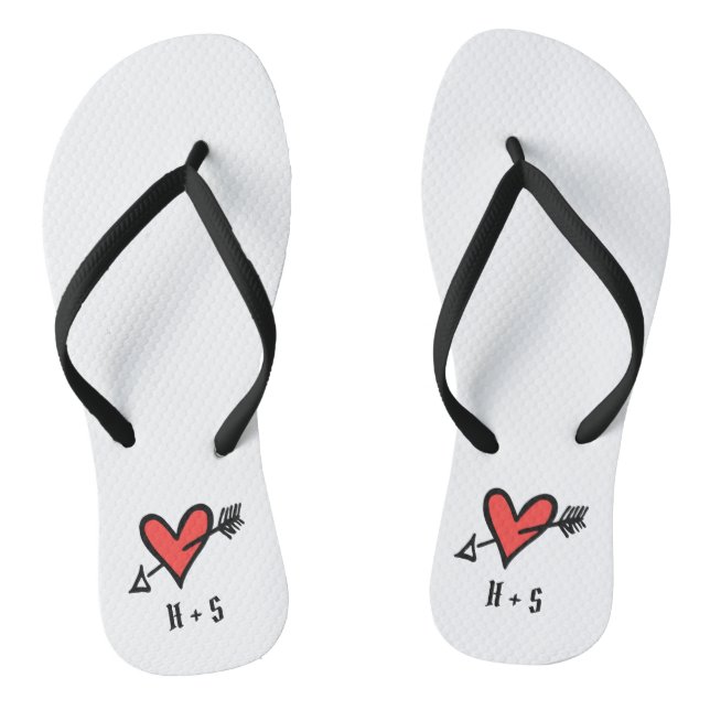 Personalisierte Schwarz/Rot-Liebe Flip Flops (Fußbett)