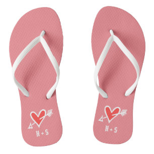 Personalisierte Schwarz/Rot-Liebe Flip Flops