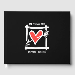 Personalisierte Schwarz-Rot-Liebe-Hochzeit Gästebuch