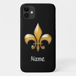 Personalisierte Schwarz-und GoldLilie iPhone 11 Hülle