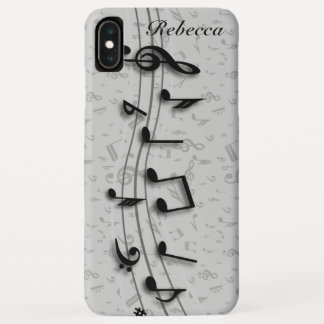 Personalisierte Schwarz- und Graumusikalische Note iPhone XS Max Hülle