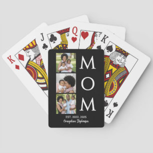 Personalisierte Schwarz-Weiß-3-Foto-Mama-Erinnerun Spielkarten