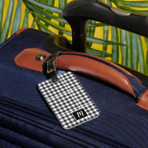 Personalisierte Schwarz/Weiß-Checkeboard Gepäckanhänger