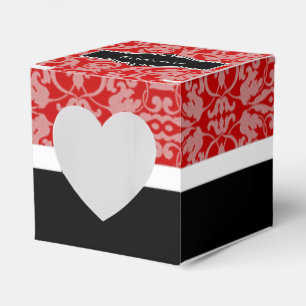 Personalisierte Schwarz-Weiß-Damaskus-Herzbox Geschenkschachtel
