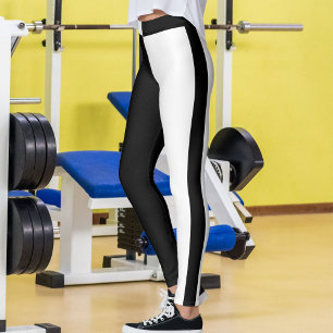 Personalisierte Schwarz-Weiß-Einfarbtöne Streifen Leggings
