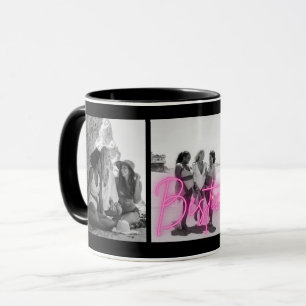 Personalisierte Schwarz-Weiß-FotoCollage "Besties" Tasse