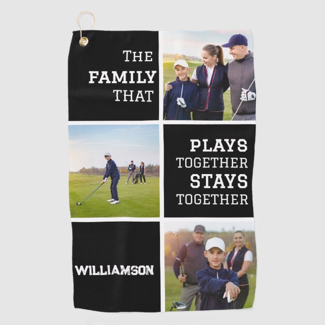 Personalisierte Schwarz-Weiß-FotoCollage Golfhandtuch (Vorderseite)