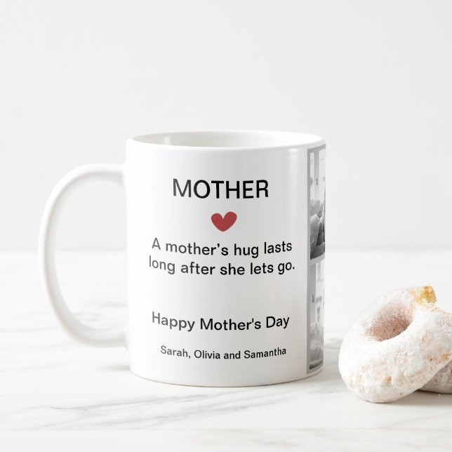 Personalisierte Schwarz-Weiß-Fotocollage-Tasse Kaffeetasse (Mit Donut)