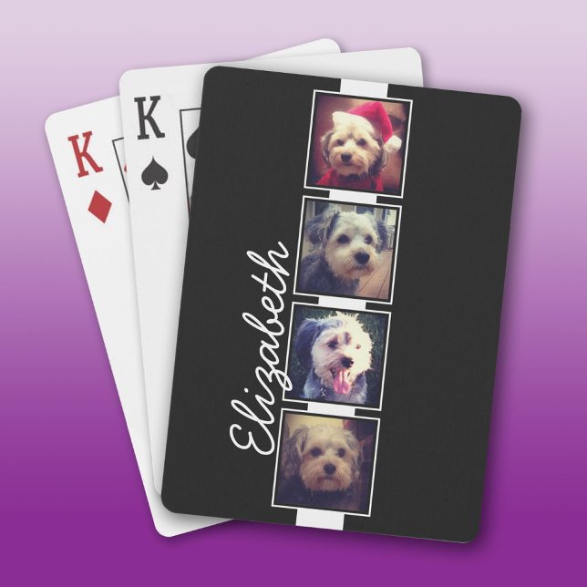 Personalisierte Schwarz-Weiß-Fotosammlungsplattfor Spielkarten (Custom Playing Cards)
