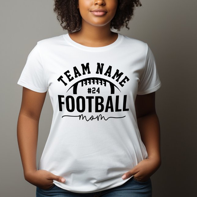 Personalisierte Schwarz-Weiß-Fußball-Mama Tri-Blend Shirt (Von Creator hochgeladen)