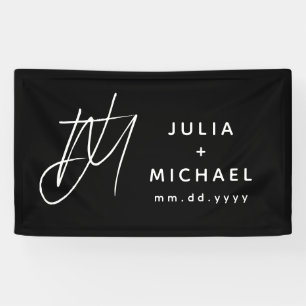 Personalisierte Schwarz-Weiß-Hochzeit Banner