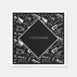 Personalisierte Schwarz-Weiß-Instrumente Serviette