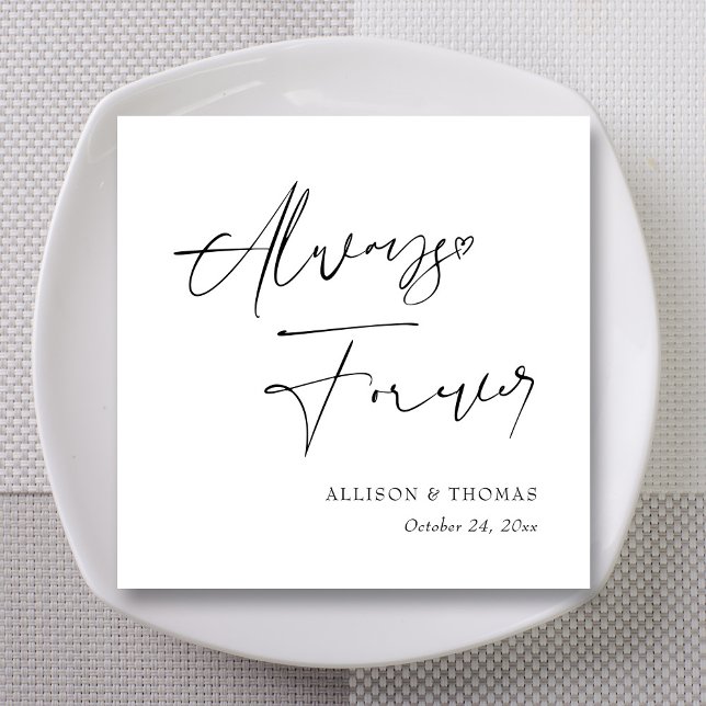 Personalisierte Schwarz-Weiß-Kalligrafie-Hochzeit Serviette (Personalized Black and White Calligraphy Wedding Napkins)