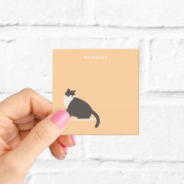 Personalisierte Schwarz-Weiß-Katze Orange Post-it Klebezettel