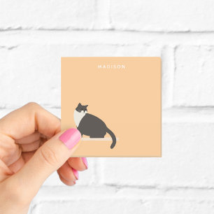 Personalisierte Schwarz-Weiß-Katze Orange Post-it Klebezettel