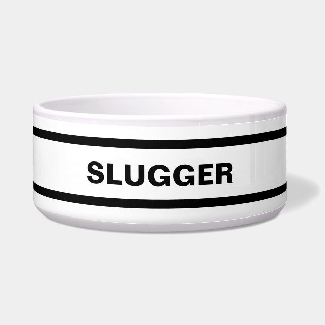 Personalisierte Schwarz-Weiß-Keramik Pet Bowl Napf (Vorderseite)