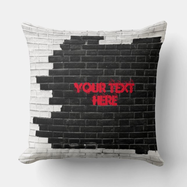 Personalisierte Schwarz-Weiß-Mauer Kissen (Vorderseite)