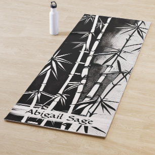 Personalisierte Schwarz-Weiß-Moderne Bambus Yogamatte