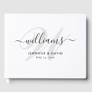 Personalisierte Schwarz-Weiß-Monogramm-Hochzeit Gästebuch