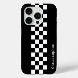Personalisierte Schwarz-Weiß-Racing-Karo Case-Mate iPhone Hülle