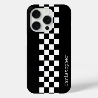 Personalisierte Schwarz-Weiß-Racing-Karo Case-Mate iPhone Hülle