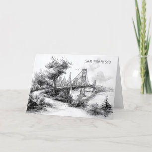 Personalisierte Schwarz-Weiß-San Francisco-Karte Feiertagskarte