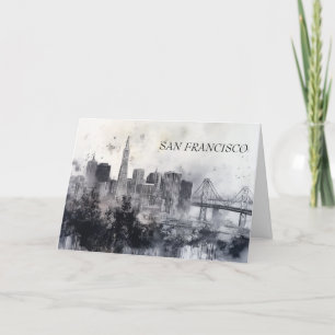 Personalisierte Schwarz-Weiß-San Francisco-Karte Feiertagskarte