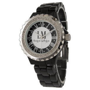 Personalisierte Schwarz-Weiß-Schleife Armbanduhr