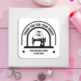 Personalisierte Schwarz-Weiß-SEWING Quadratischer Aufkleber