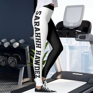 Personalisierte Schwarz-Weiß-Streifen Yoga-Spaß-Ge Leggings