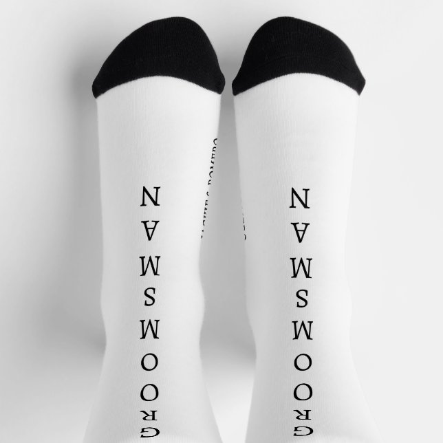 Personalisierte Schwarz-Weiß-TRAUZEUGE-Hochzeitsso Socken (Oben)